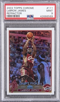 2003/04 Topps Chrome Refractor #111 LeBron James Rookie Card – PSA MINT 9